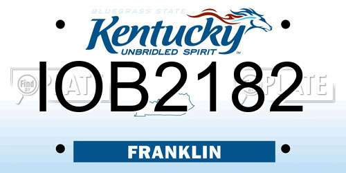 IOB2182 Kentucky License Plate