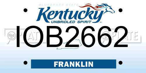 IOB2662 Kentucky License Plate