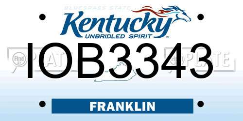 IOB3343 Kentucky License Plate