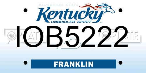 IOB5222 Kentucky License Plate