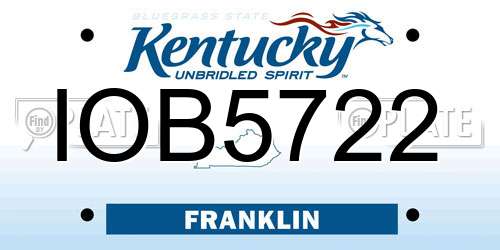 IOB5722 Kentucky License Plate
