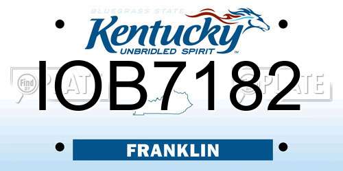 IOB7182 Kentucky License Plate