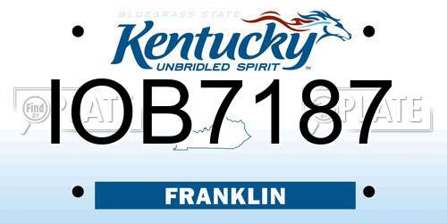 IOB7187 Kentucky License Plate