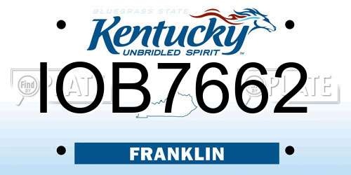 IOB7662 Kentucky License Plate