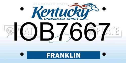 IOB7667 Kentucky License Plate