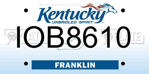 IOB8610 Kentucky License Plate