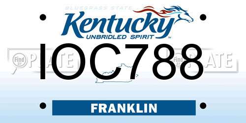 IOC788 Kentucky License Plate
