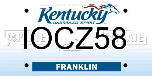 IOCZ58 Kentucky License Plate