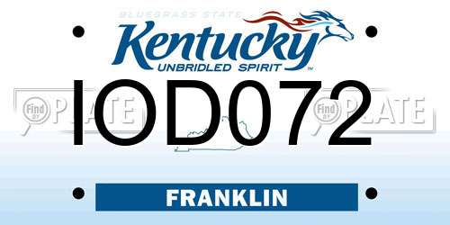 IOD072 Kentucky License Plate