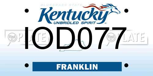 IOD077 Kentucky License Plate