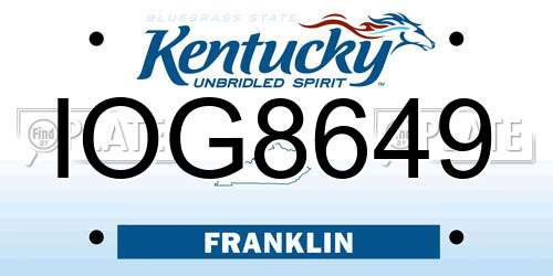 IOG8649 Kentucky License Plate