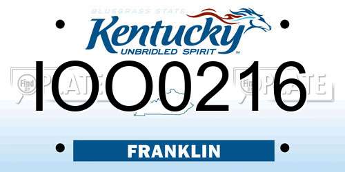 IOO0216 Kentucky License Plate