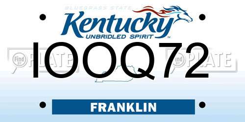 IOOQ72 Kentucky License Plate
