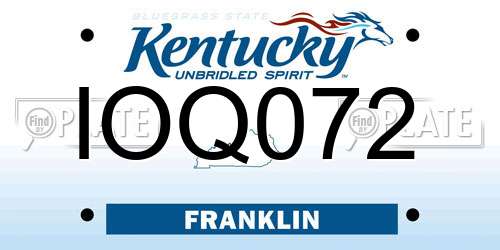 IOQ072 Kentucky License Plate