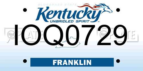 IOQ0729 Kentucky License Plate