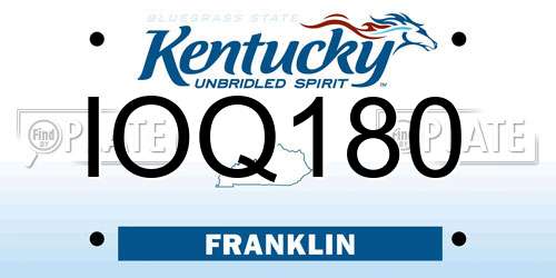 IOQ180 Kentucky License Plate