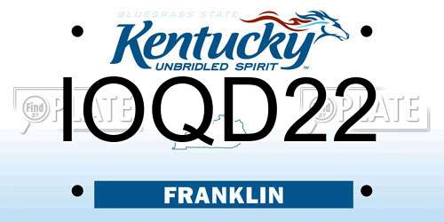 IOQD22 Kentucky License Plate