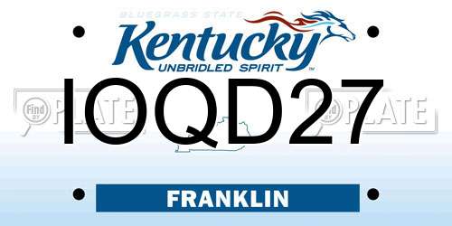 IOQD27 Kentucky License Plate