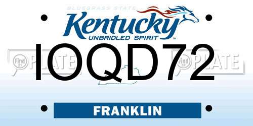 IOQD72 Kentucky License Plate