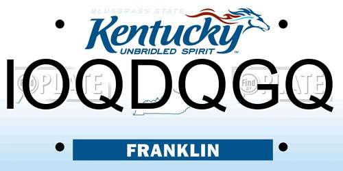 IOQDQGQ Kentucky License Plate