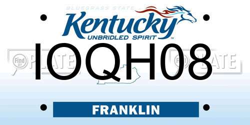 IOQH08 Kentucky License Plate