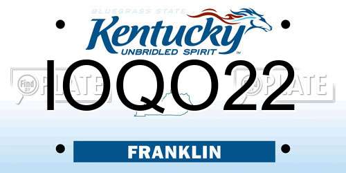 IOQO22 Kentucky License Plate