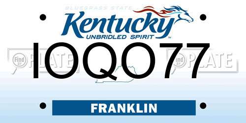 IOQO77 Kentucky License Plate