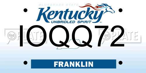 IOQQ72 Kentucky License Plate