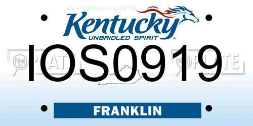 IOS0919 Kentucky License Plate