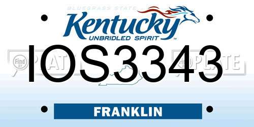 IOS3343 Kentucky License Plate