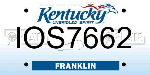 IOS7662 Kentucky License Plate