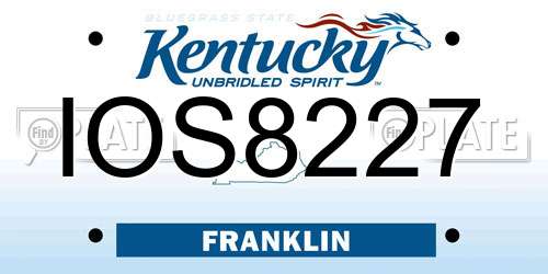 IOS8227 Kentucky License Plate