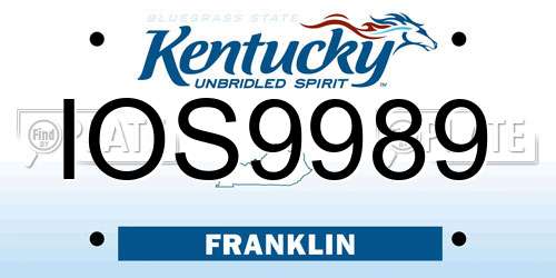 IOS9989 Kentucky License Plate