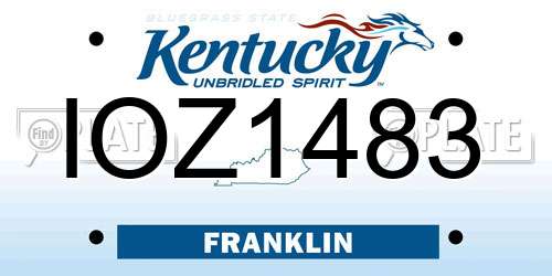 IOZ1483 Kentucky License Plate