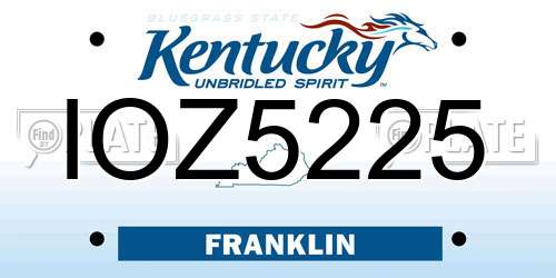 IOZ5225 Kentucky License Plate