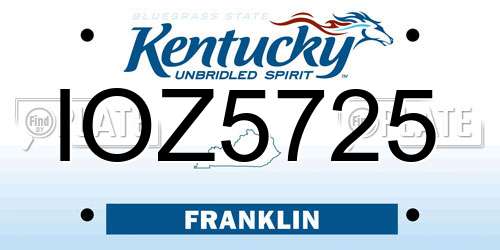 IOZ5725 Kentucky License Plate