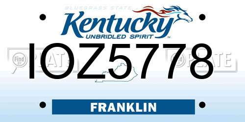 IOZ5778 Kentucky License Plate