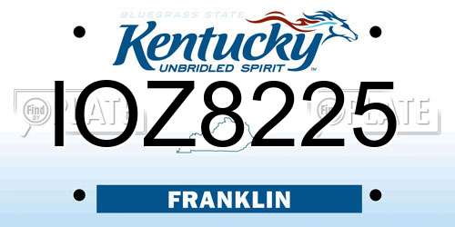 IOZ8225 Kentucky License Plate