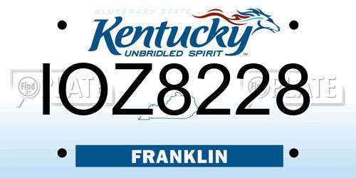 IOZ8228 Kentucky License Plate