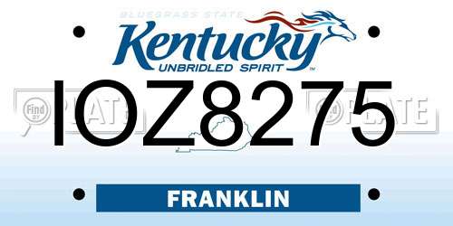 IOZ8275 Kentucky License Plate