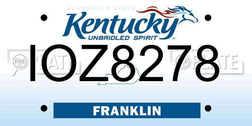 IOZ8278 Kentucky License Plate