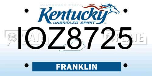IOZ8725 Kentucky License Plate
