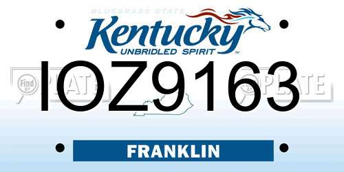 IOZ9163 Kentucky License Plate