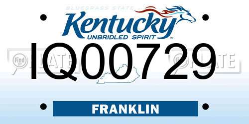 IQ00729 Kentucky License Plate