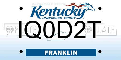 IQ0D2T Kentucky License Plate