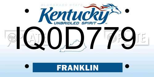 IQ0D779 Kentucky License Plate