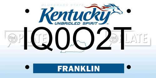 IQ0O2T Kentucky License Plate