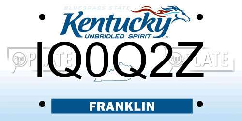 IQ0Q2Z Kentucky License Plate