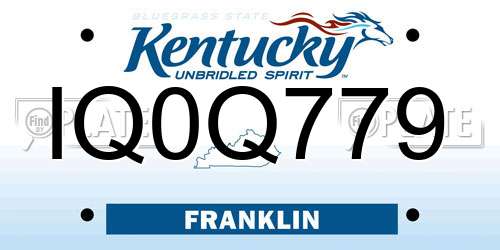 IQ0Q779 Kentucky License Plate