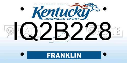 IQ2B228 Kentucky License Plate